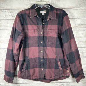 Carhartt Grunge Rugged Flex Fleece Lined Flannel Shirt Purple Plaid M (8/10)